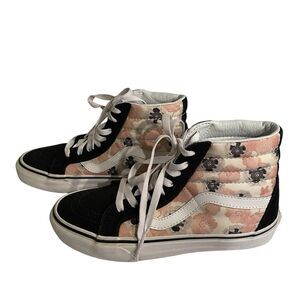 Vans Doheny Women’s California Poppy High Top In Pink, Gray, And White. Size 6.5